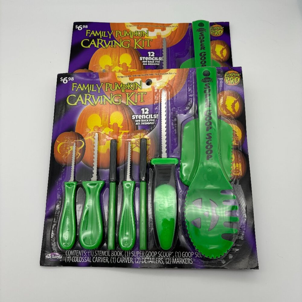 Fun World Pumpkin Pro Family Size Carving Kit Halloween Decoration, Green (x2)